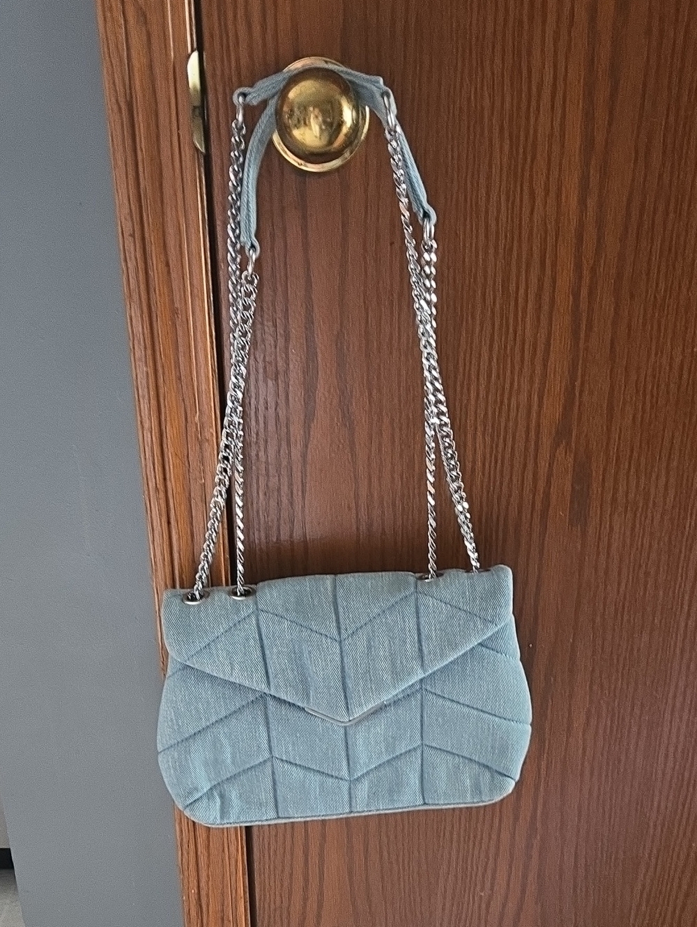 3 For $40 Miztique Light Blue Quilted Chain Crossbody Bag